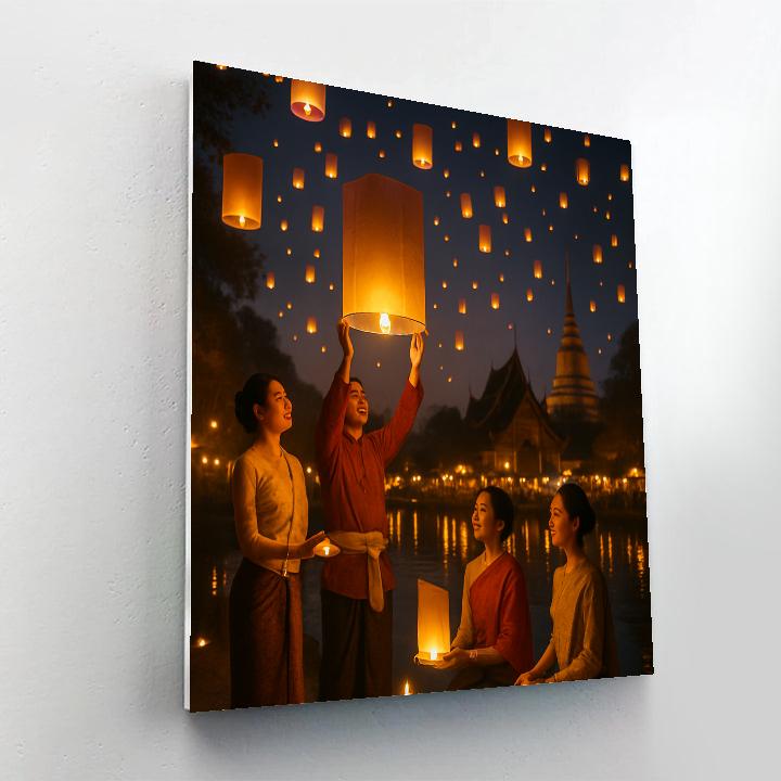 Lantern Festival On The Chiang Mai River Paint by numbers kits