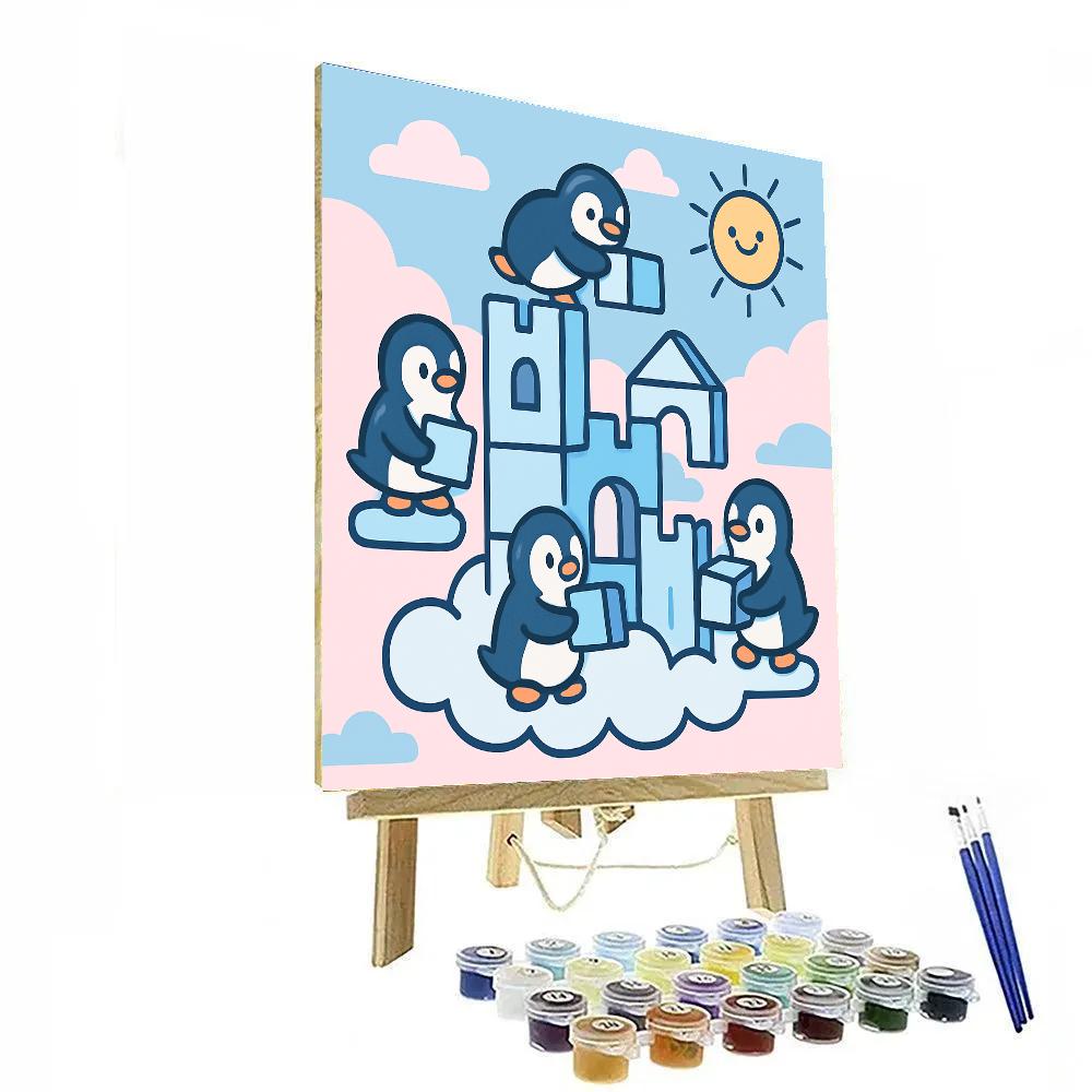 Cloud Castle Penguins paint by color