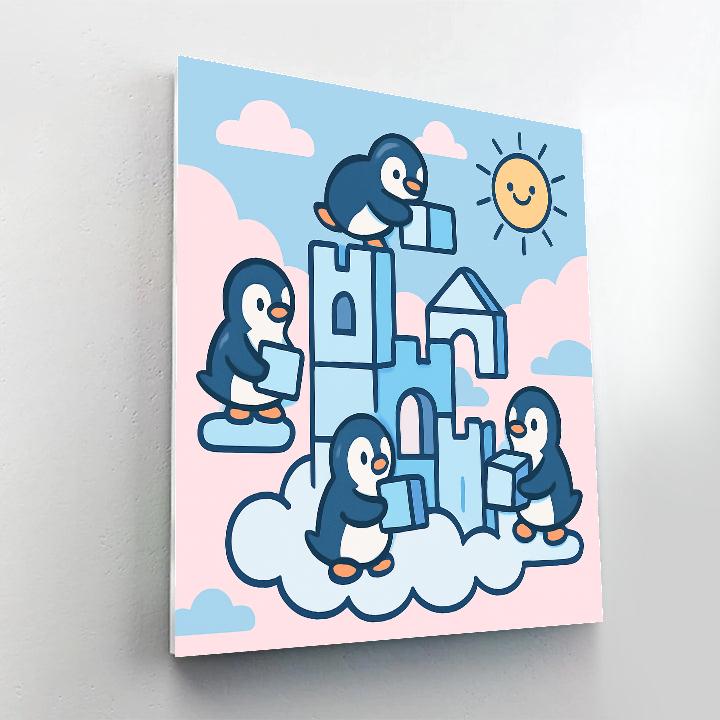 Cloud Castle Penguins paint by color