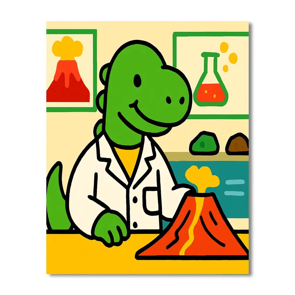 Dino Volcano Science Lab Painting by numbers kit