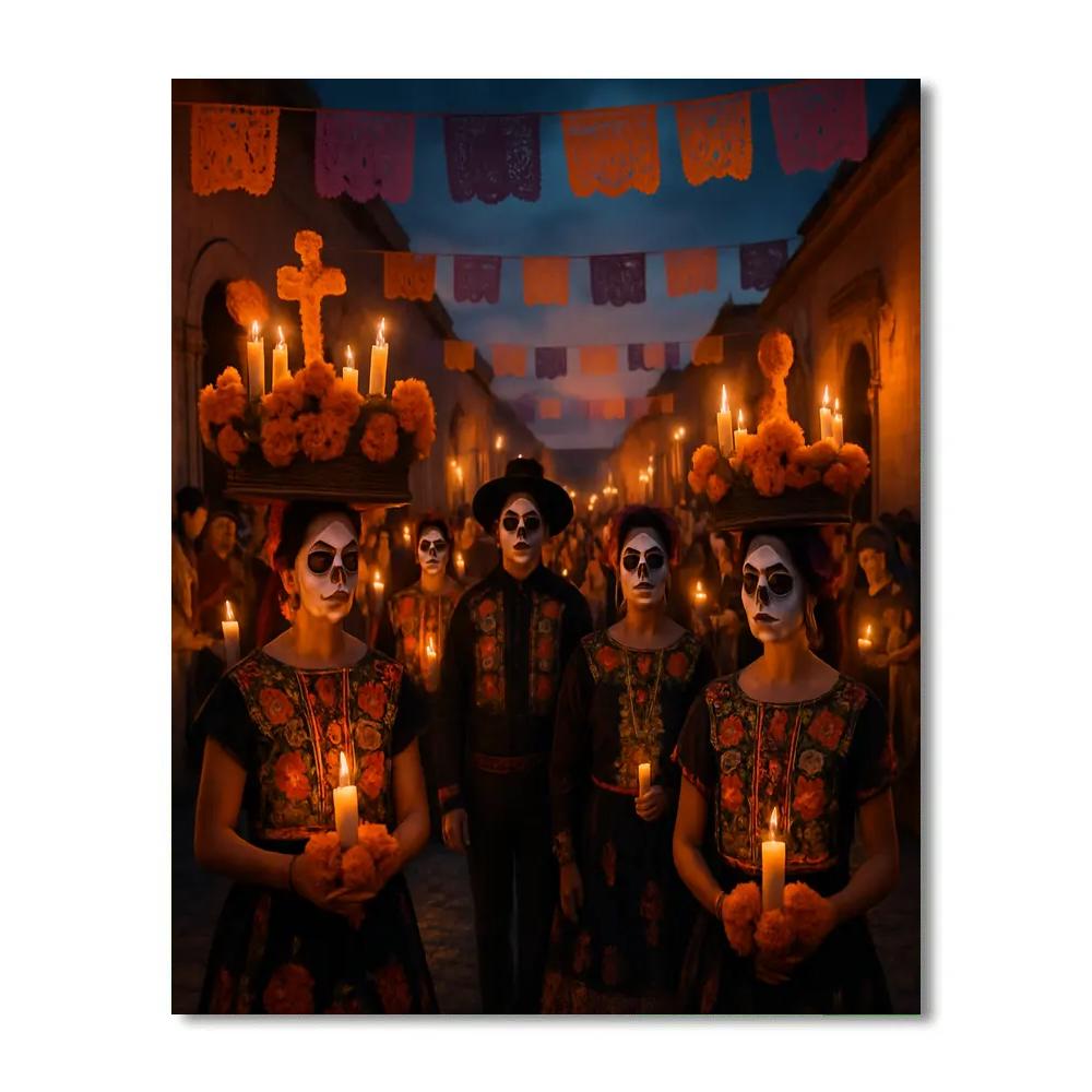 Dia De Los Muertos Procession In Oaxaca paint by color