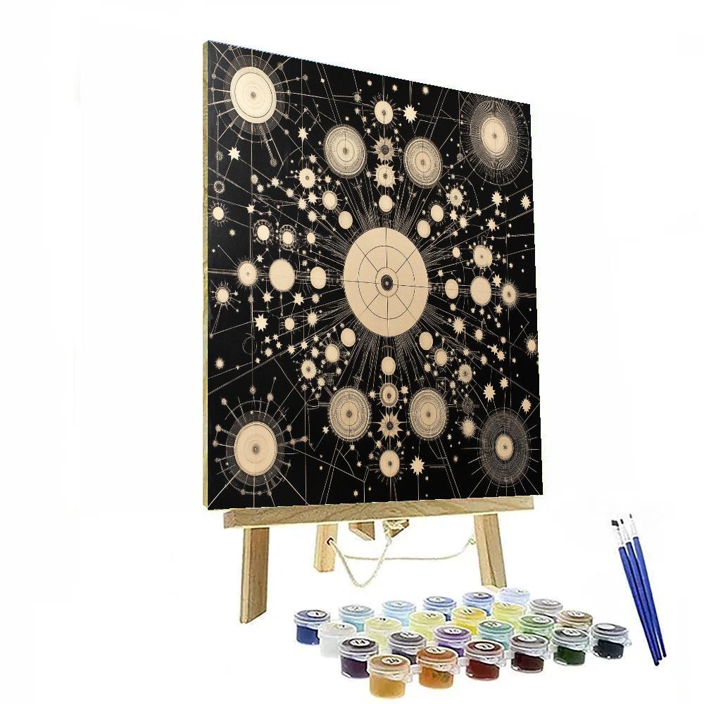 M.C. Escher Inspired Clockwork Constellation Grid Numbered painting kits