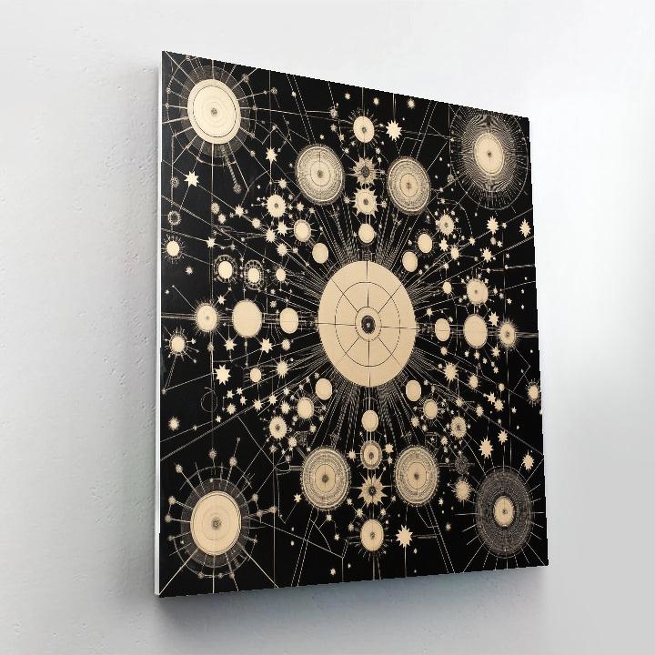 M.C. Escher Inspired Clockwork Constellation Grid Numbered painting kits