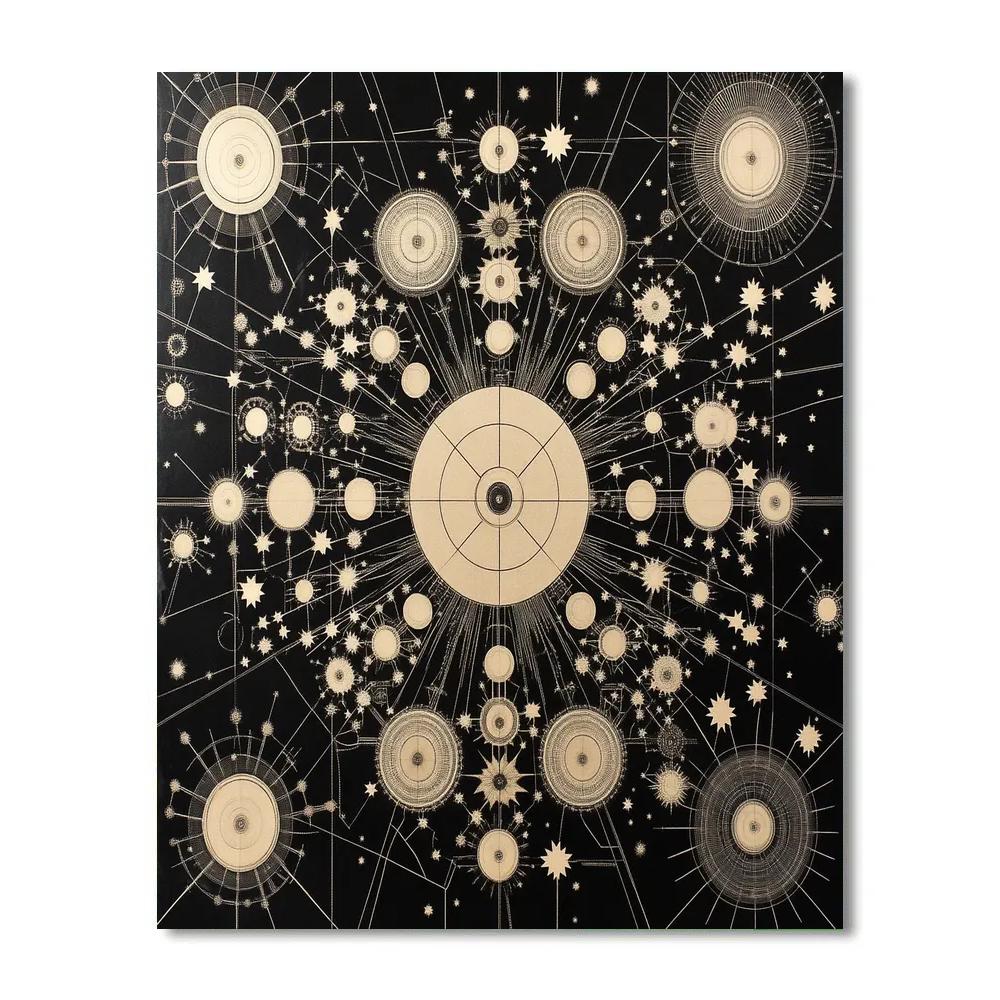 M.C. Escher Inspired Clockwork Constellation Grid Numbered painting kits