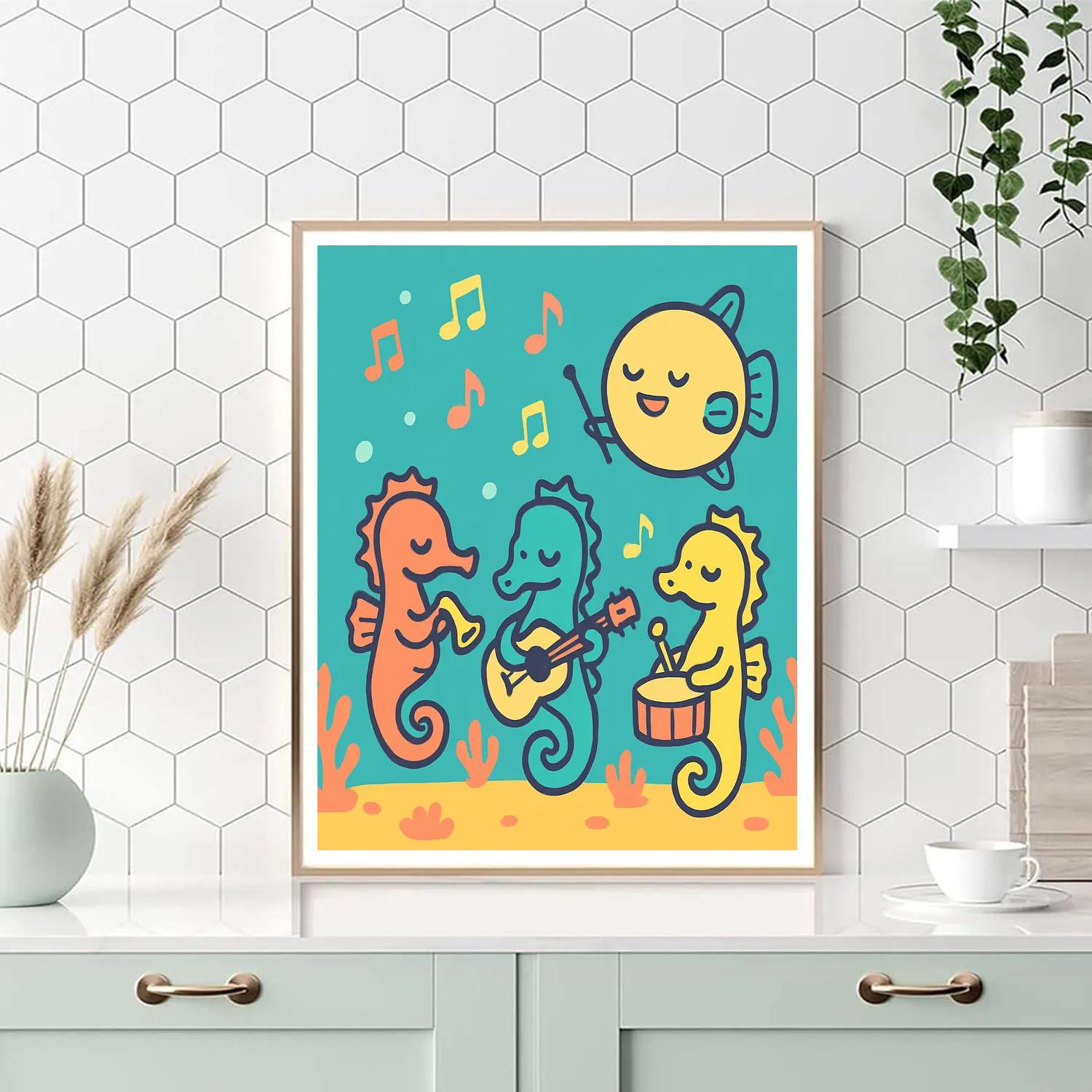 Stellar Seahorse Orchestra Painting by numbers kit