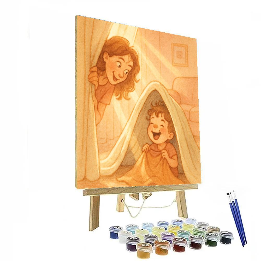 Hide And Seek Behind Curtains Paint by numbers kits