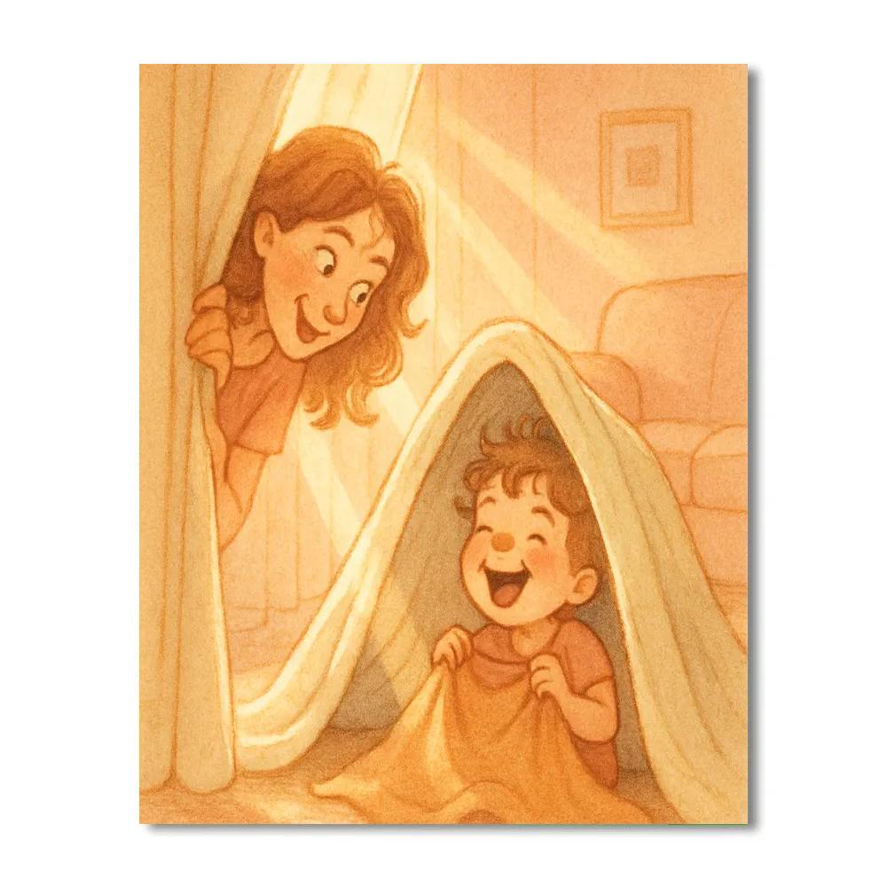 Hide And Seek Behind Curtains Paint by numbers kits