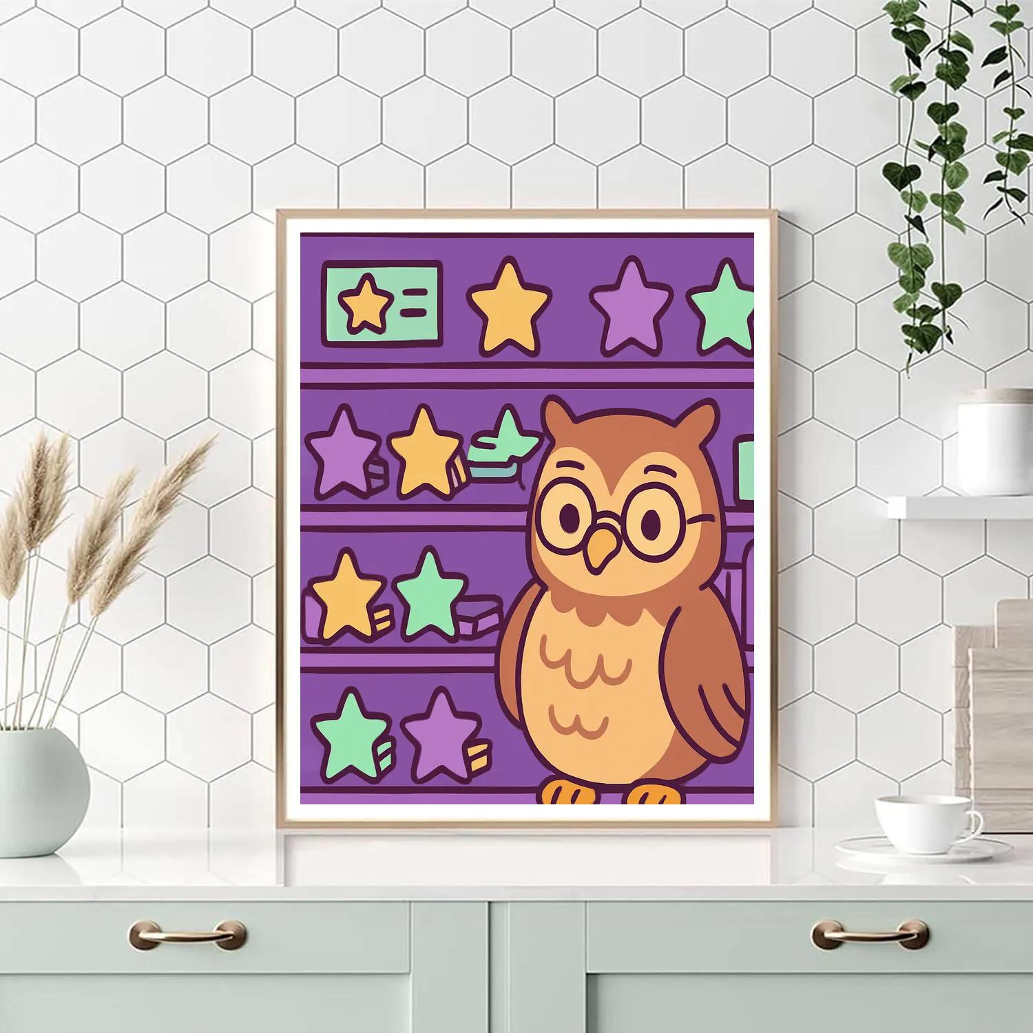 Alien Library Owl paint by color