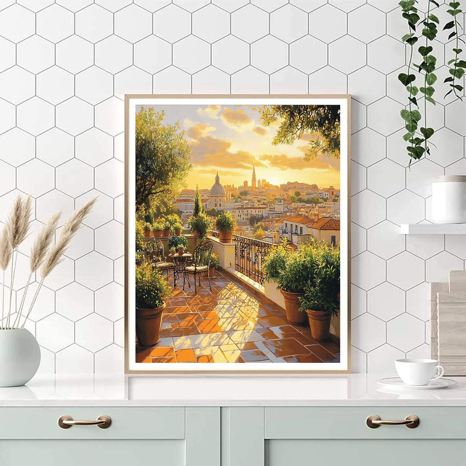 Rooftop Gardens Of Madrid Center Spain Painting by numbers kit