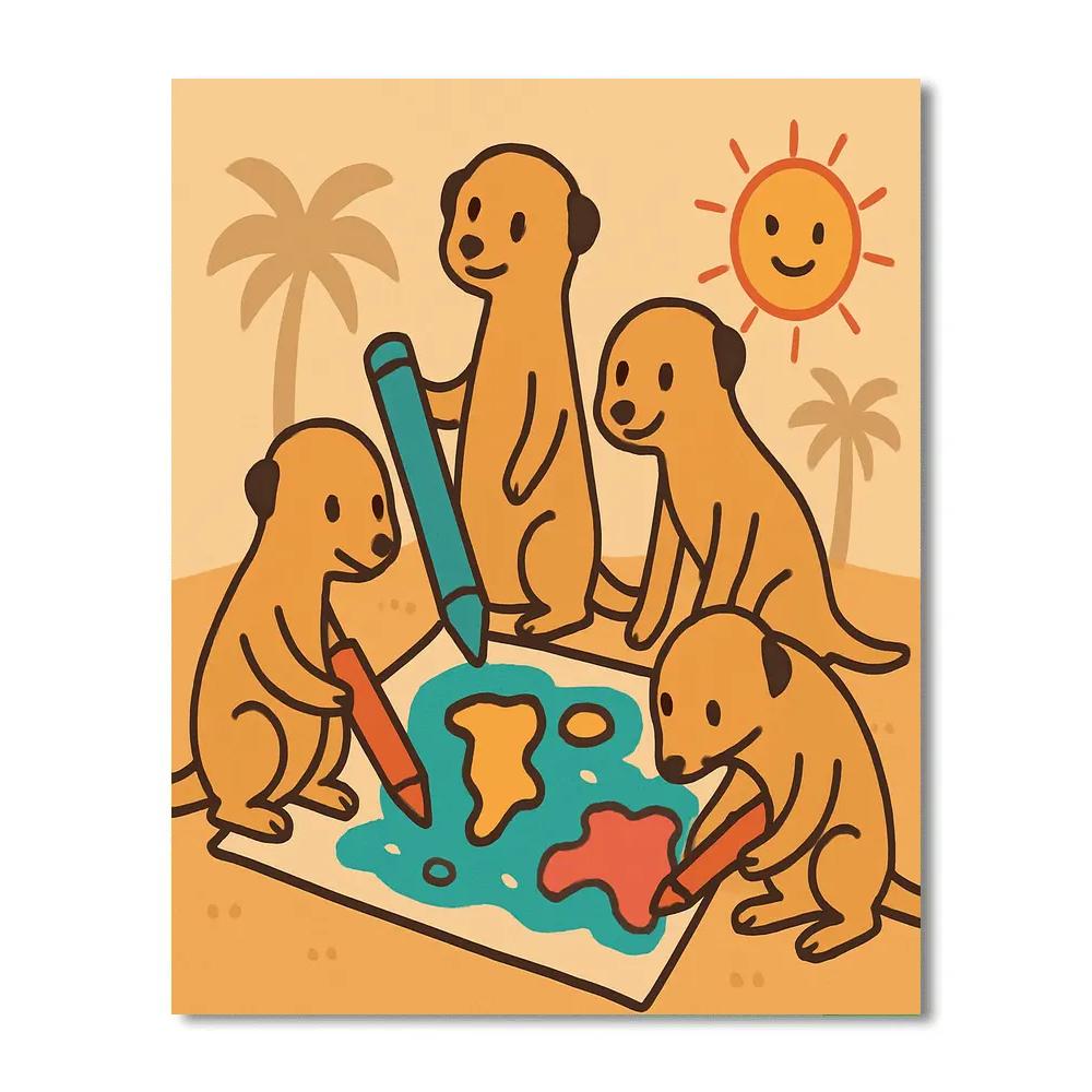 Map-Making Meerkat Crew Number painting