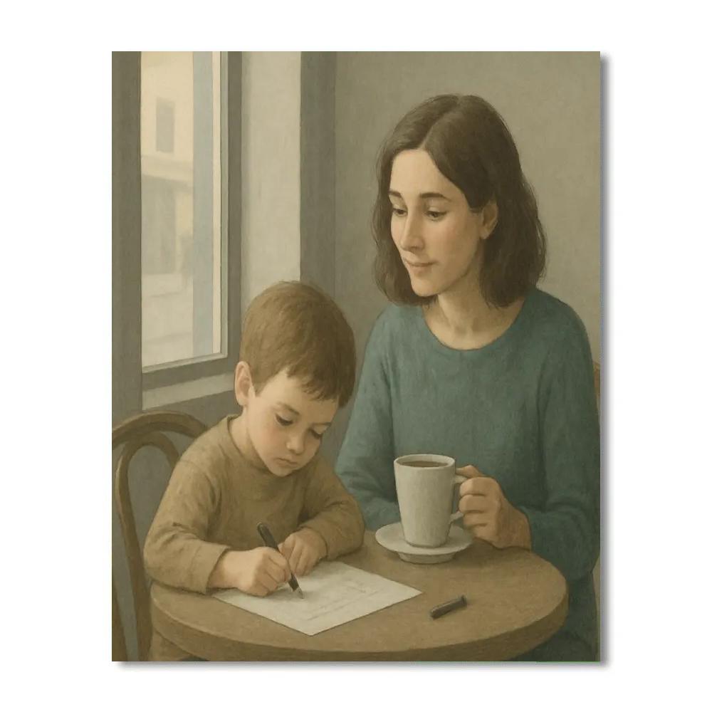 Quiet Coffee And Drawing Number painting