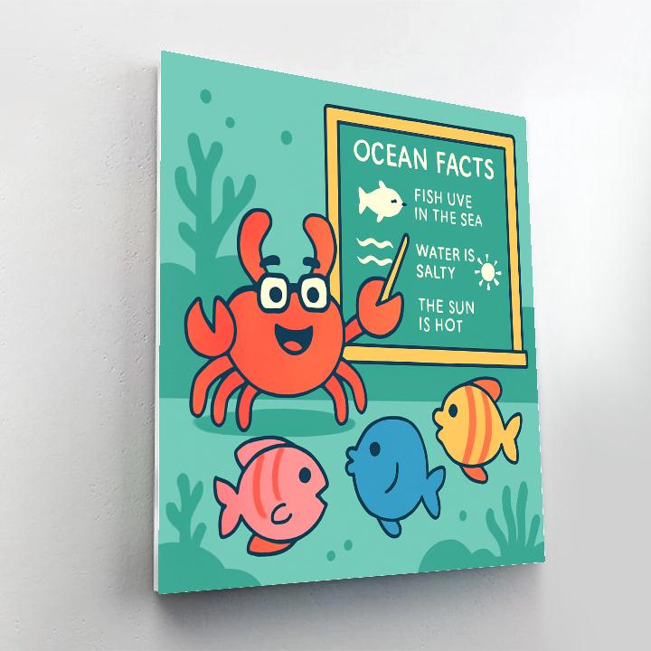 Coral Classroom Crab Number painting