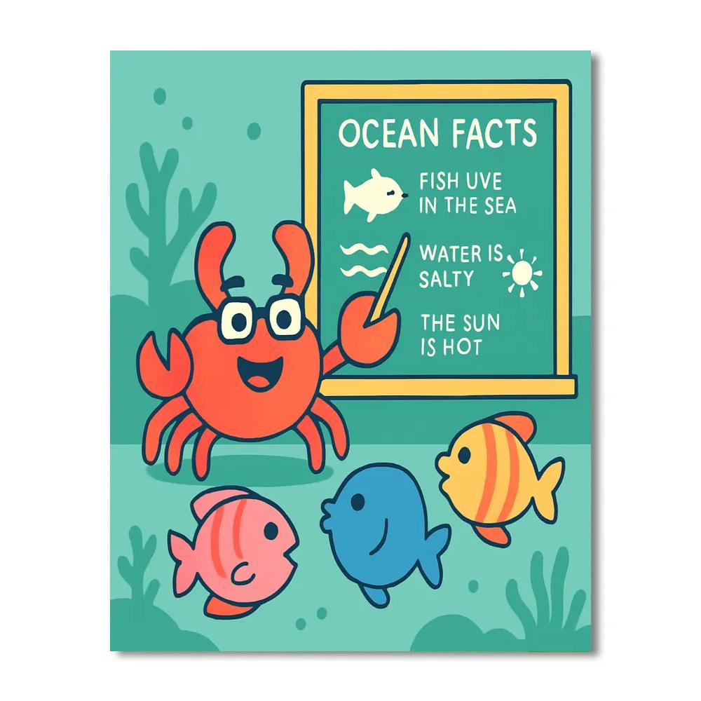 Coral Classroom Crab Number painting