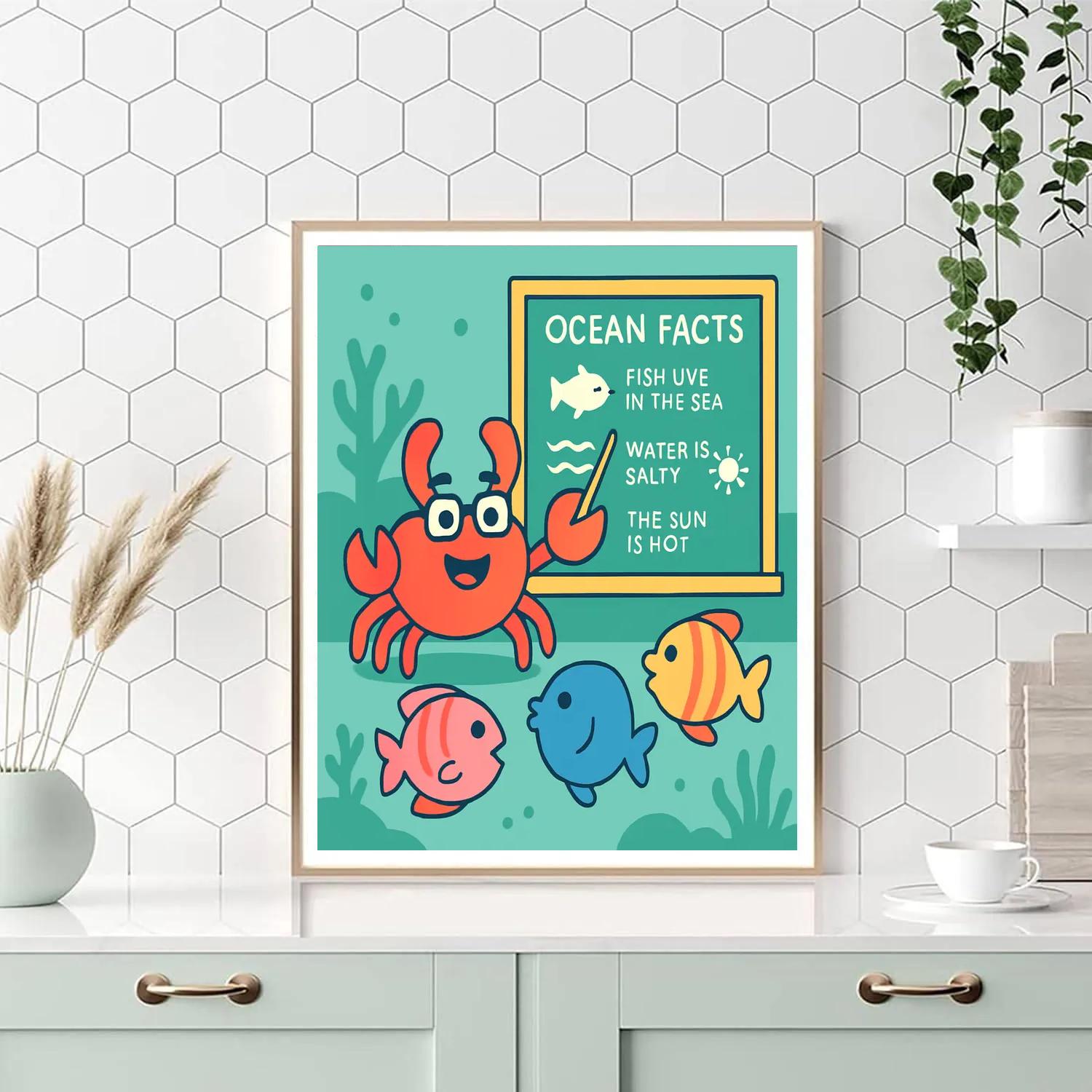 Coral Classroom Crab Number painting