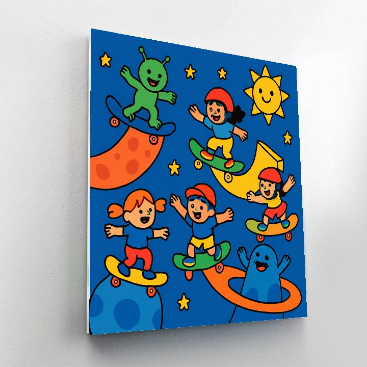 Solar System Skatepark paint by number