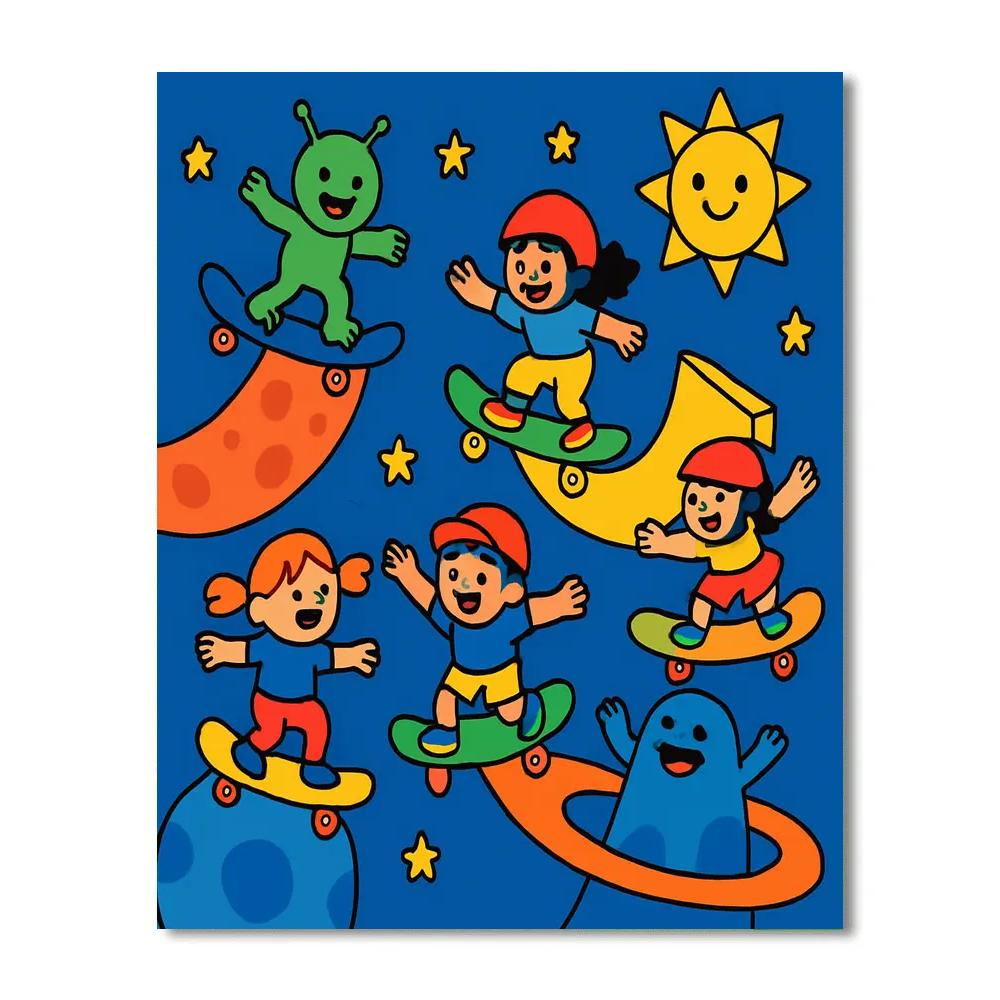 Solar System Skatepark paint by number