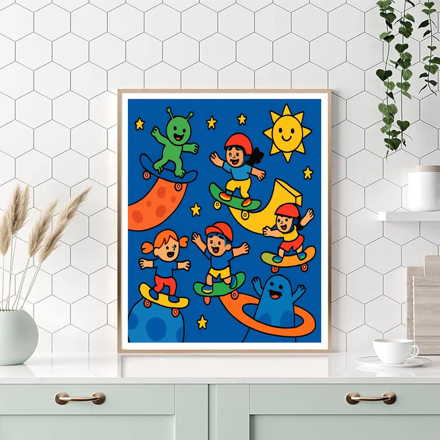 Solar System Skatepark paint by number