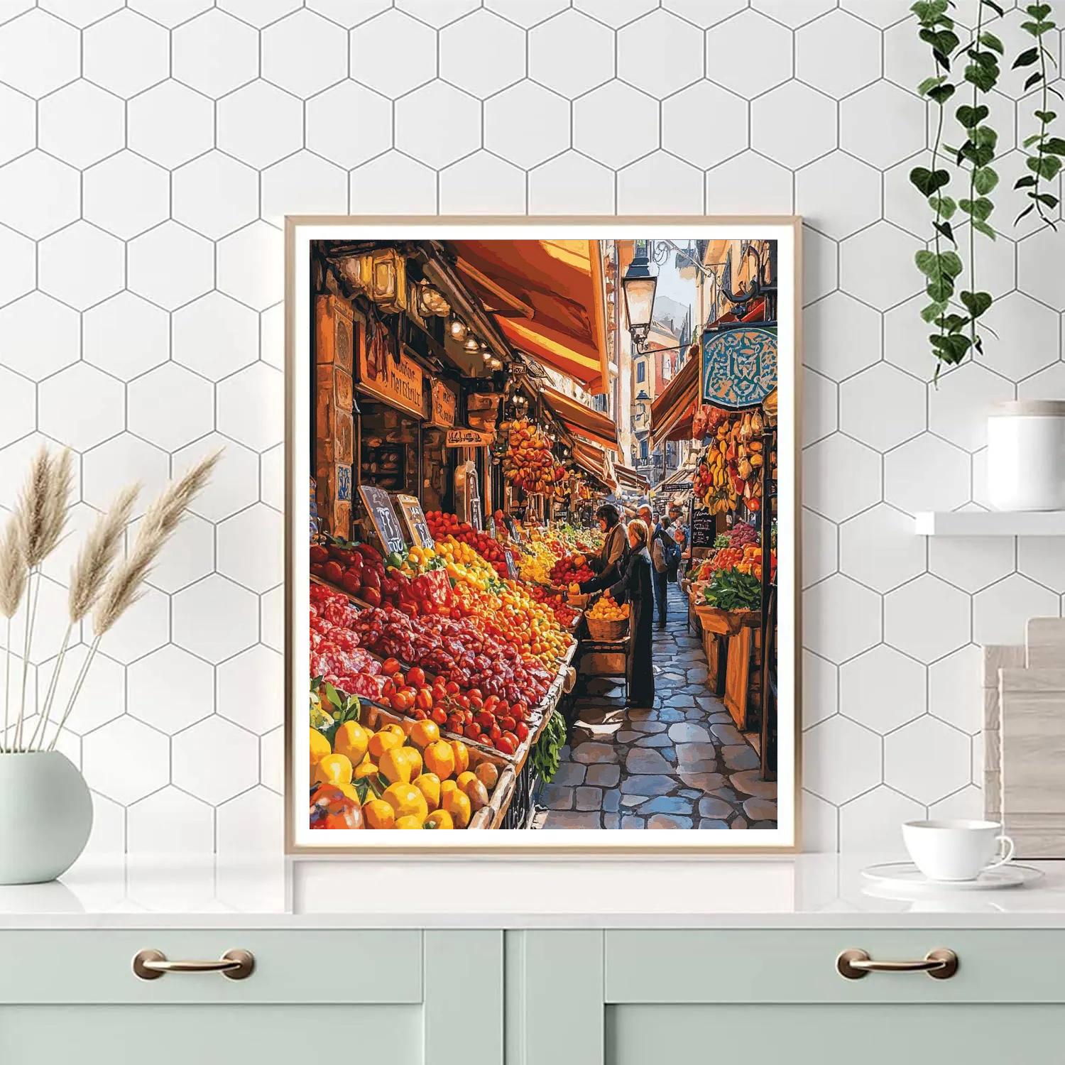 Market Alley Of La Boqueria Barcelona Spain Painting by numbers kit