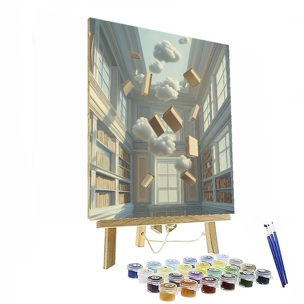 Rene Magritte Inspired Floating Library Number painting