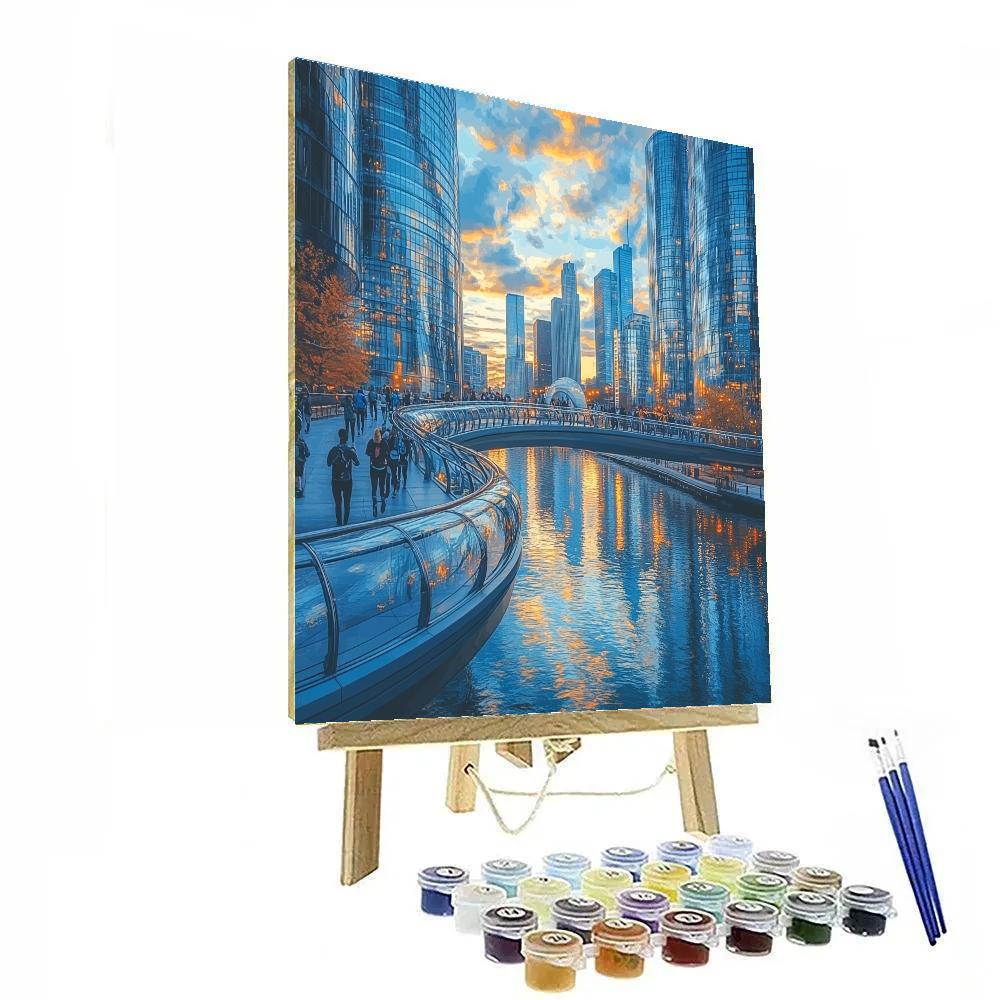 Pedestrian Bridge At Millennium Park Chicago United States Paint by numbers art