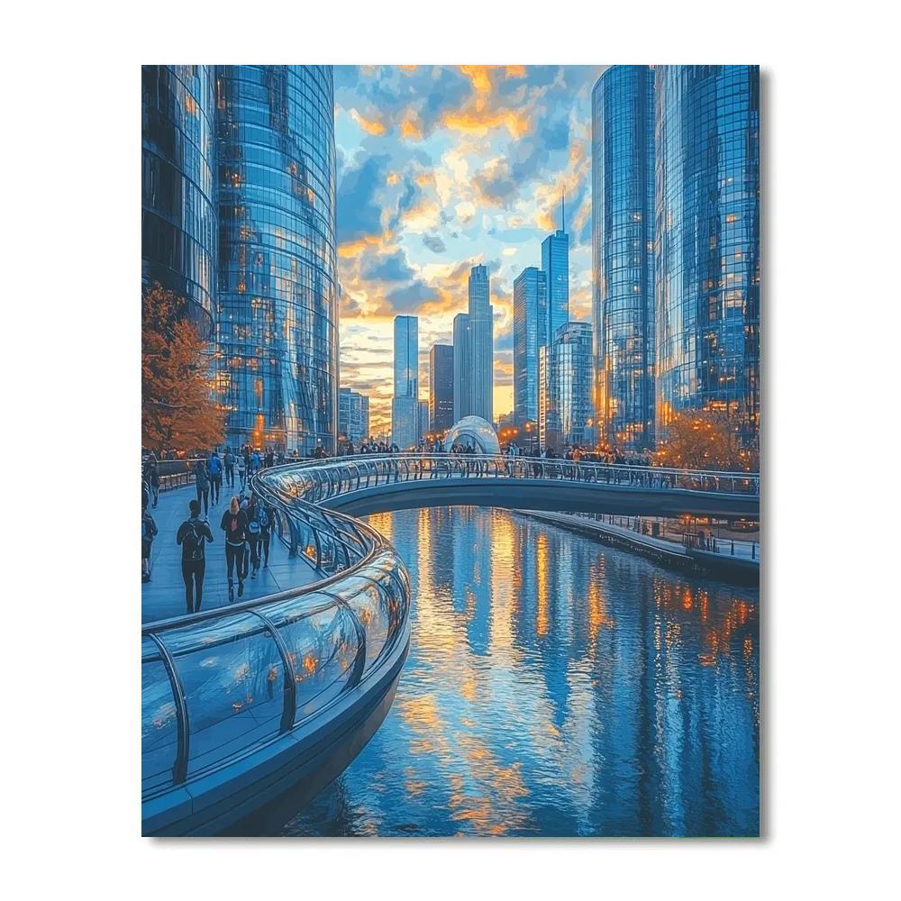 Pedestrian Bridge At Millennium Park Chicago United States Paint by numbers art