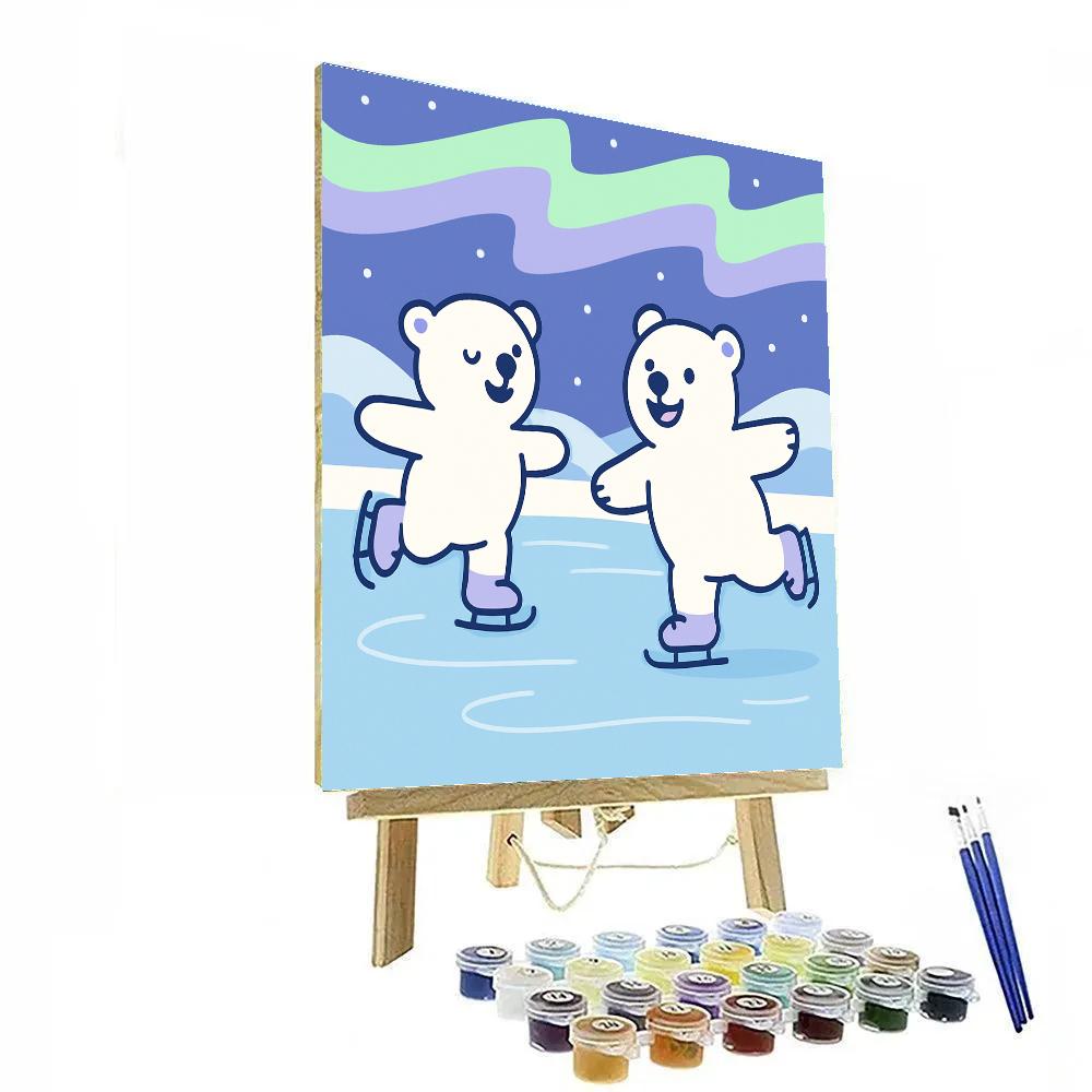 Aurora Ice Skating Bears paint by number