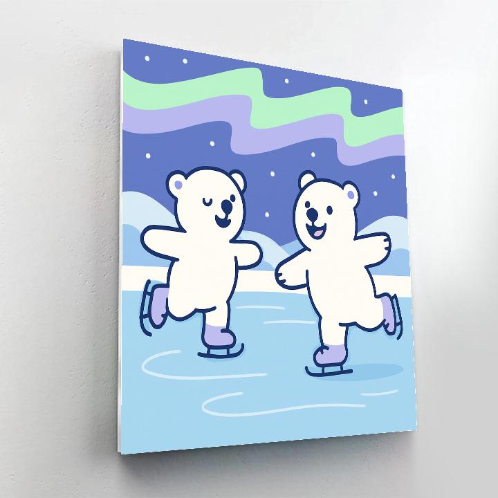 Aurora Ice Skating Bears paint by number