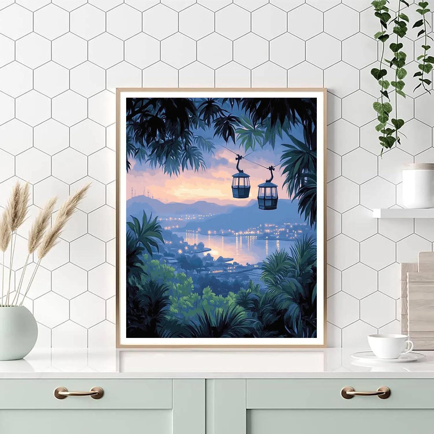 Sunrise Over Mount Faber Cable Car Singapore DIY paint by numbers