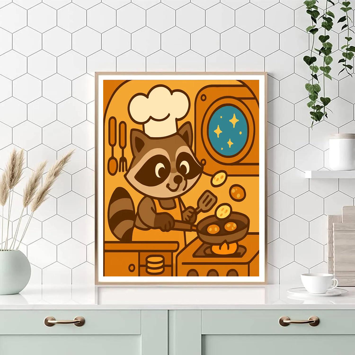 Rocket Chef Raccoon paint by number
