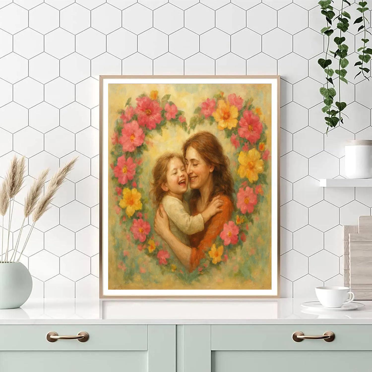 Floral Heart Embrace DIY paint by numbers