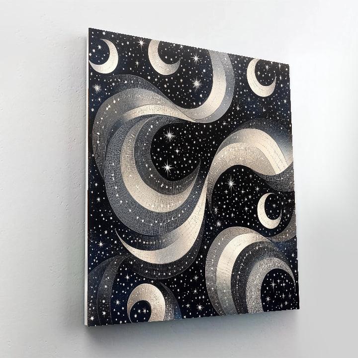 M C Escher Inspired Infinite Tessellation Of Celestial Patterns paint by color