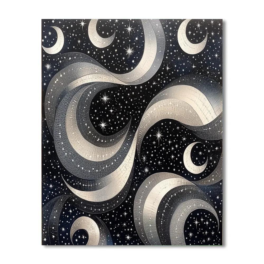 M C Escher Inspired Infinite Tessellation Of Celestial Patterns paint by color