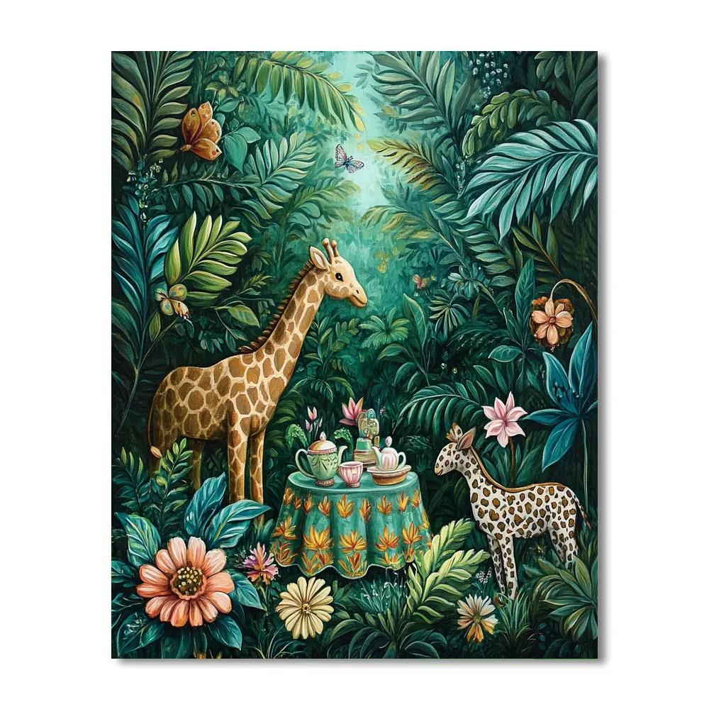 Henri Rousseau Inspired Jungle Tea Party Paint by numbers art