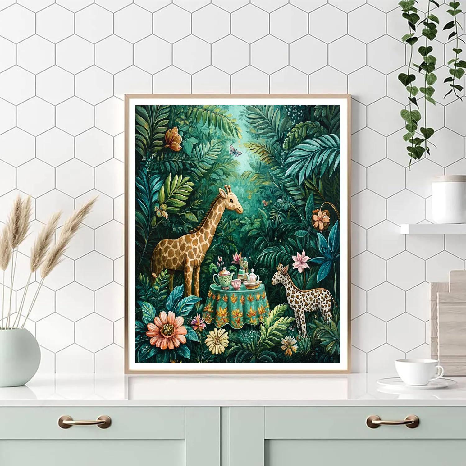 Henri Rousseau Inspired Jungle Tea Party Paint by numbers art