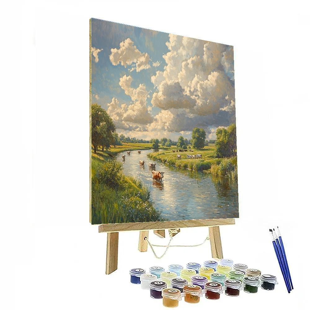 John Constable Inspired Riverbank Afternoon DIY paint by numbers