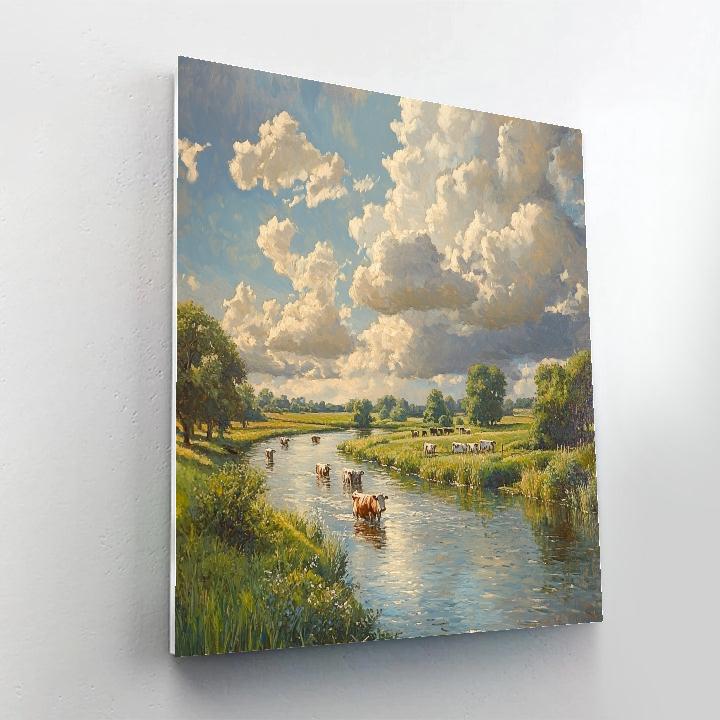 John Constable Inspired Riverbank Afternoon DIY paint by numbers