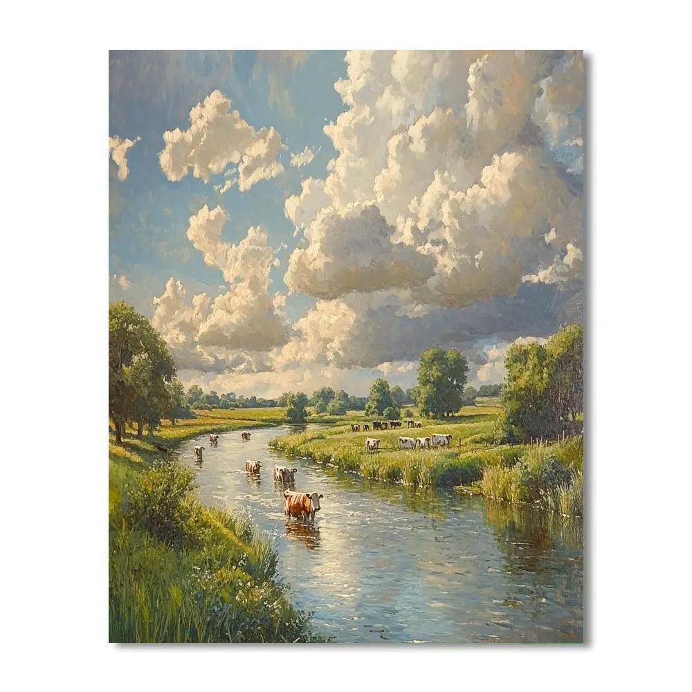 John Constable Inspired Riverbank Afternoon DIY paint by numbers