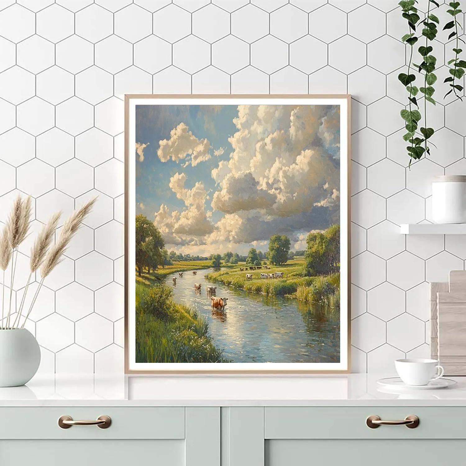 John Constable Inspired Riverbank Afternoon DIY paint by numbers