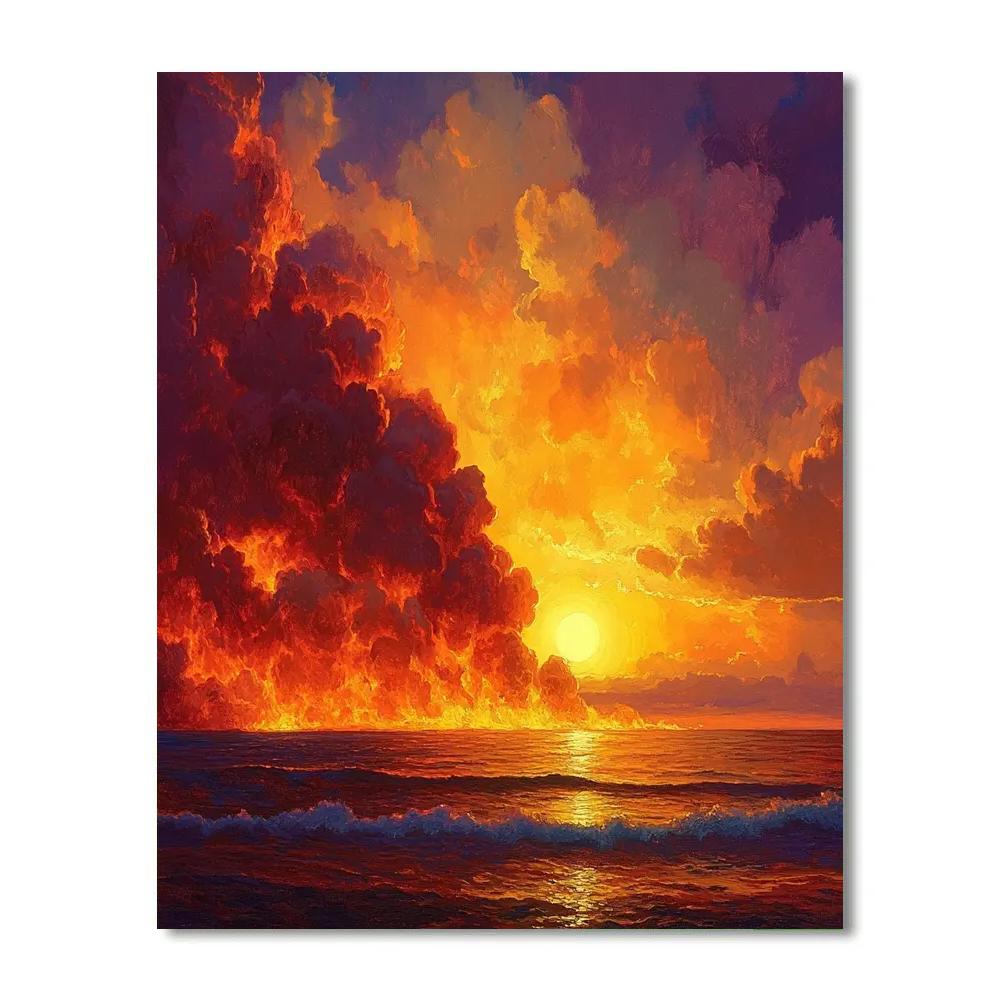 William Turner Inspired Volcano Sunset Painting by numbers kit