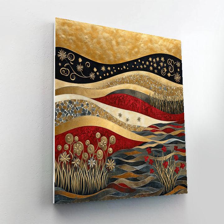 Gustav Klimt Inspired Golden Tidal Meadow painting number kit