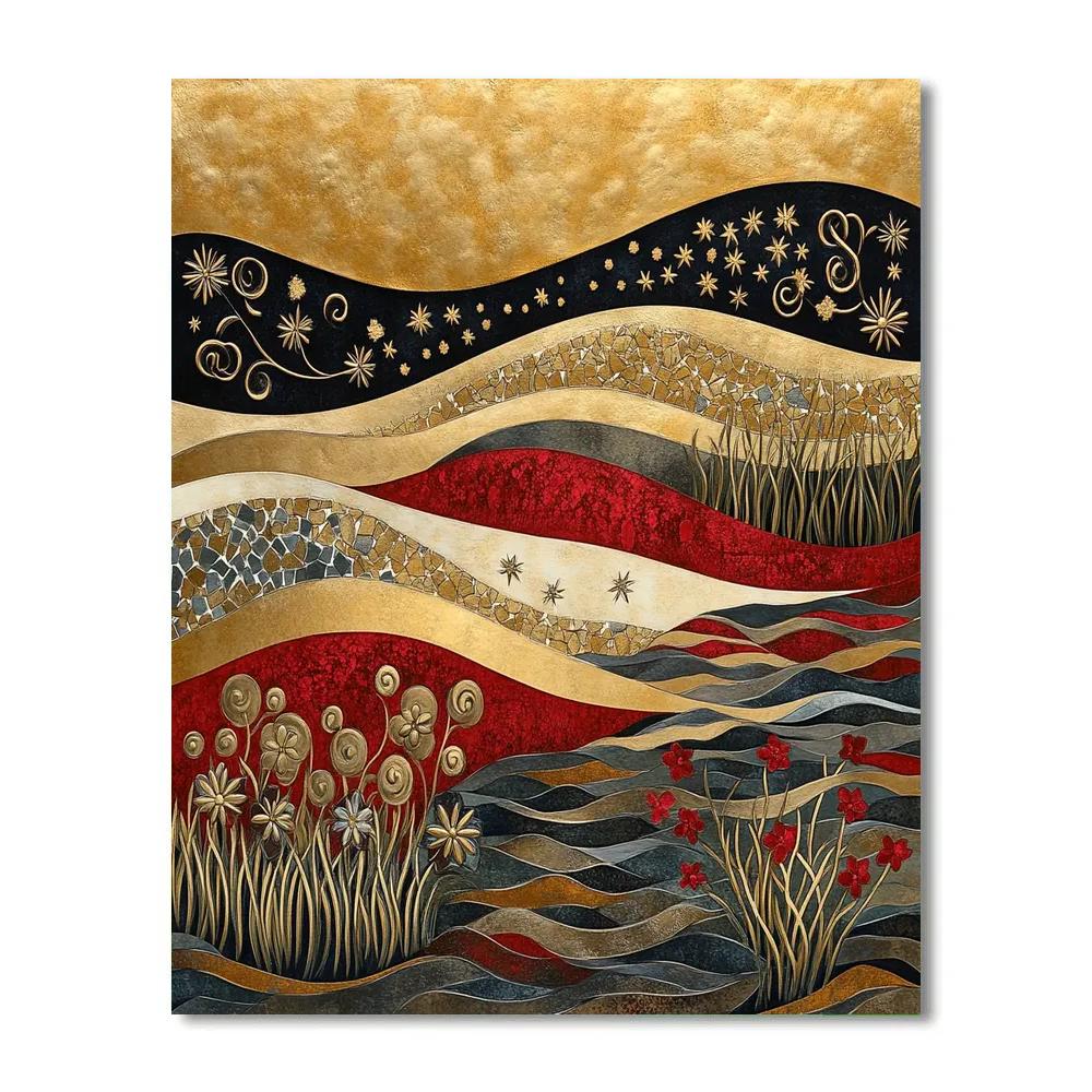 Gustav Klimt Inspired Golden Tidal Meadow painting number kit