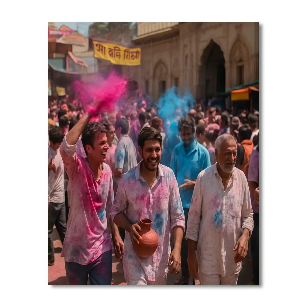 Holi Celebrants In Mathura Painting by numbers kit