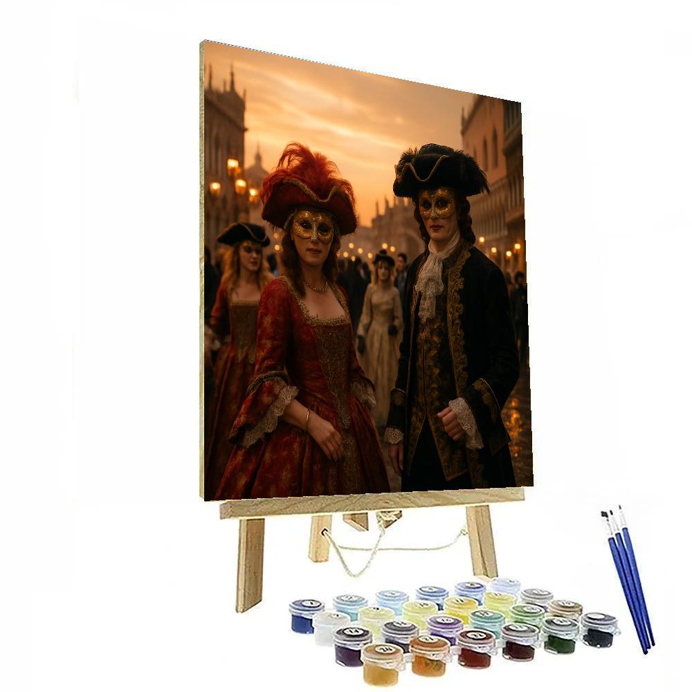 Venetian Carnival Masked Revelers Number painting