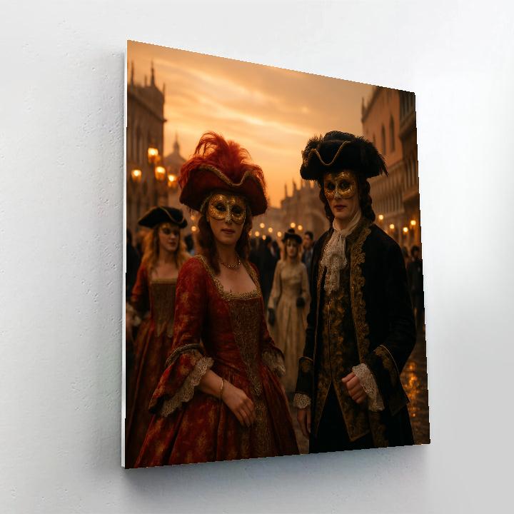 Venetian Carnival Masked Revelers Number painting
