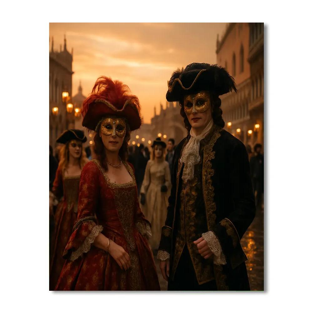 Venetian Carnival Masked Revelers Number painting