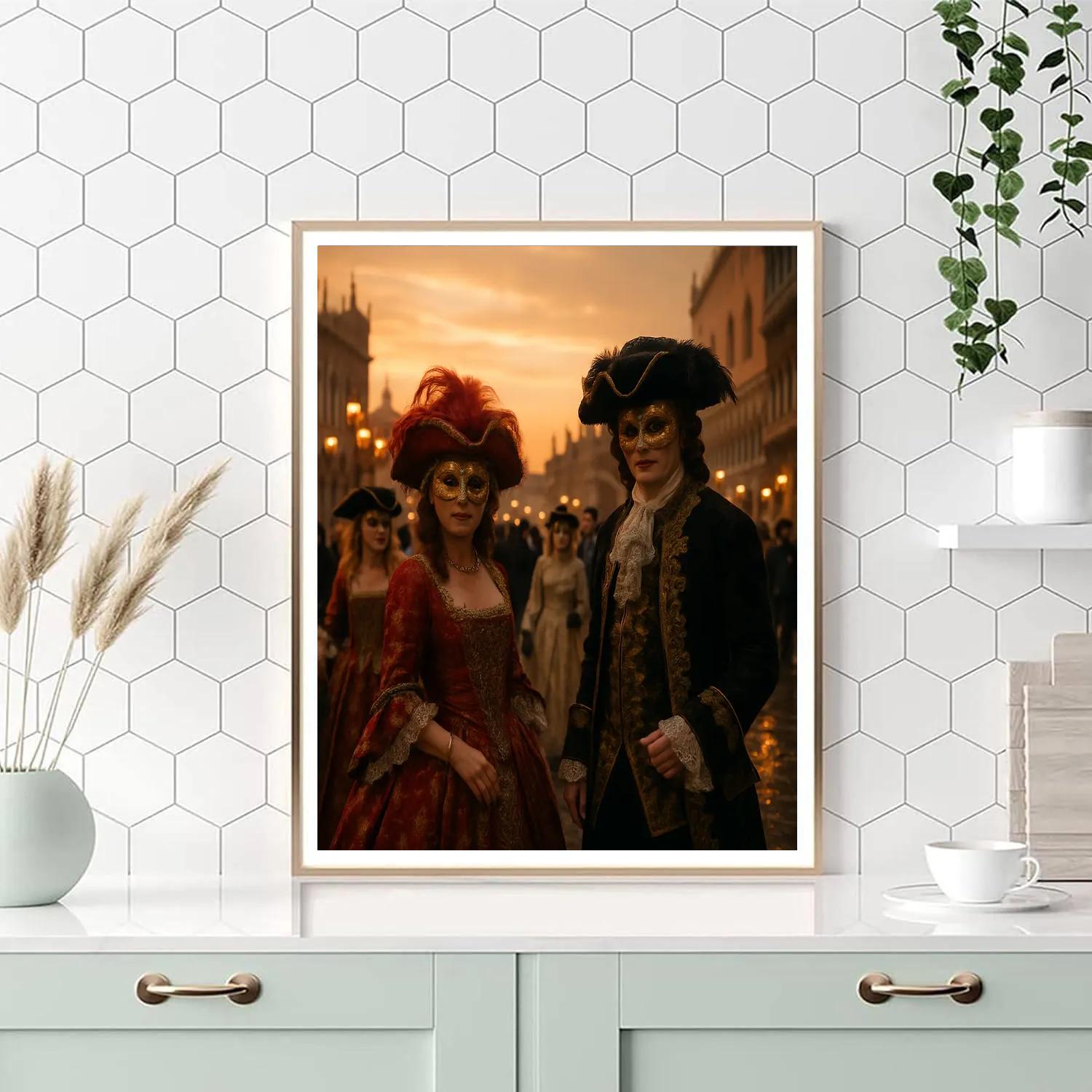 Venetian Carnival Masked Revelers Number painting