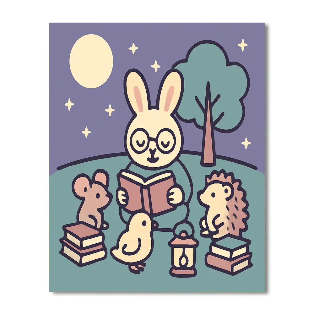 Moon Rabbit Library Painting by numbers kit