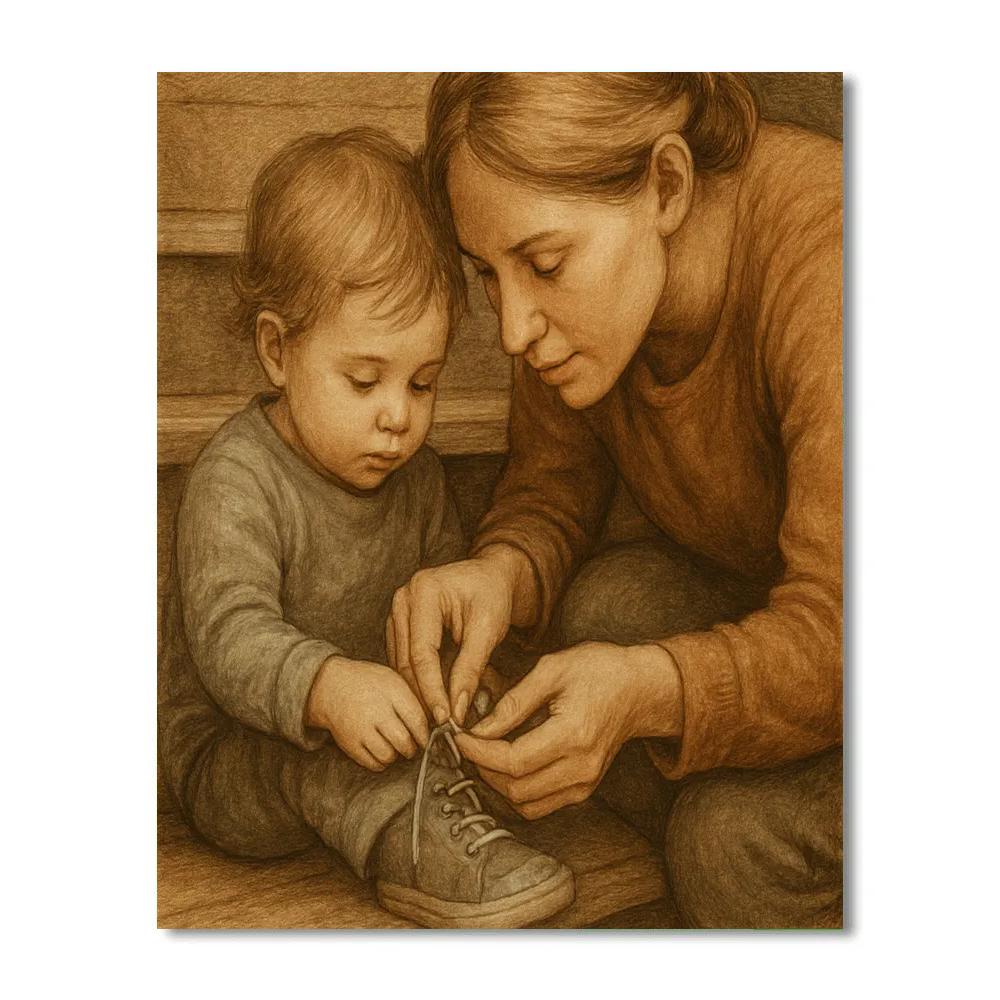 Learning To Tie Shoes Number painting
