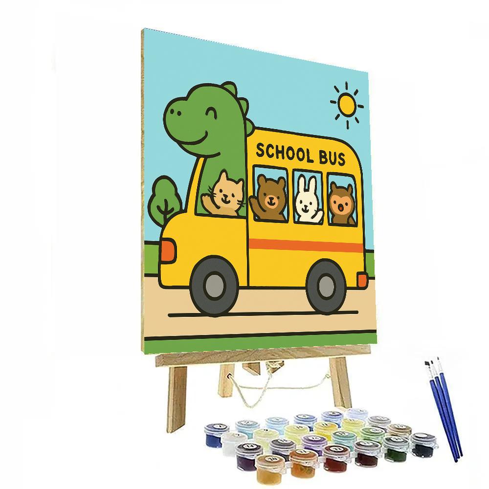 Dino School Bus Numbered painting kits