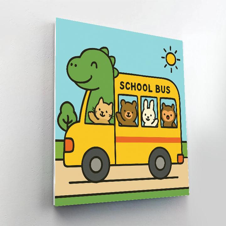 Dino School Bus Numbered painting kits